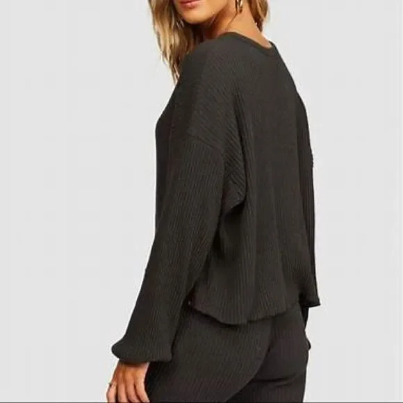 Billabong Come Through Waffle Knit Top In Black - Picture 2 of 3
